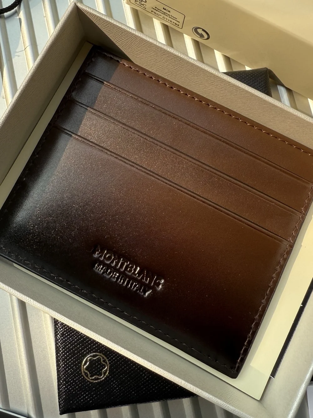 Montblanc Men's Leather Card Holder Wallet - Dark Brown